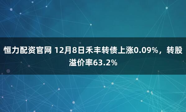 恒力配资官网 12月8日禾丰转债上涨0.09%,转股溢价率63.2%